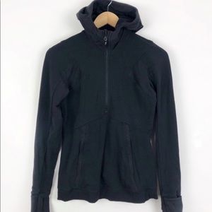 Lululemon Black Hooded Run Half Zip Jacket